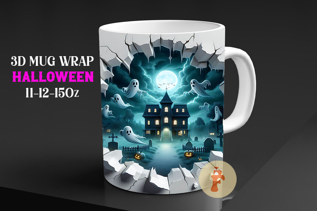 3D Eerie Halloween Mug Wrap PNG Graphic by Foxmia · Creative Fabrica