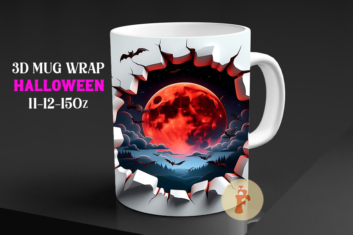 3D Eerie Halloween Mug Wrap PNG Graphic by Foxmia · Creative Fabrica