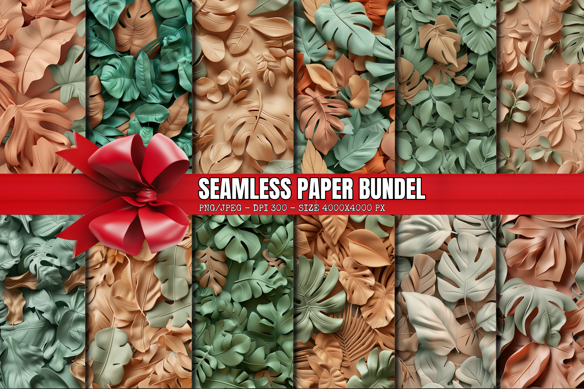 3d Tropical Leaves Seamless Digital Pape Graphic by craftsmaker ...