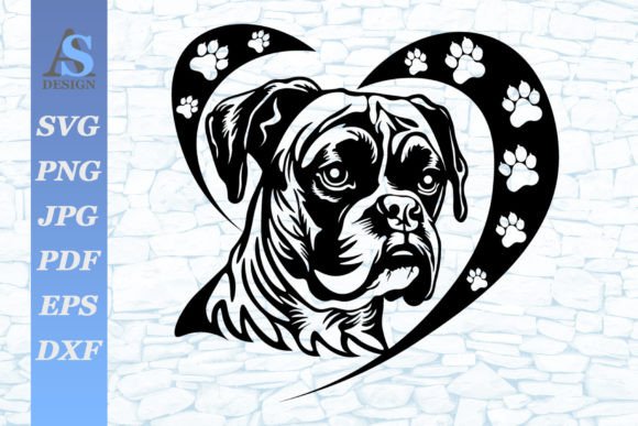 boxer dog heart SVG design for Cricut shirts and tumblers