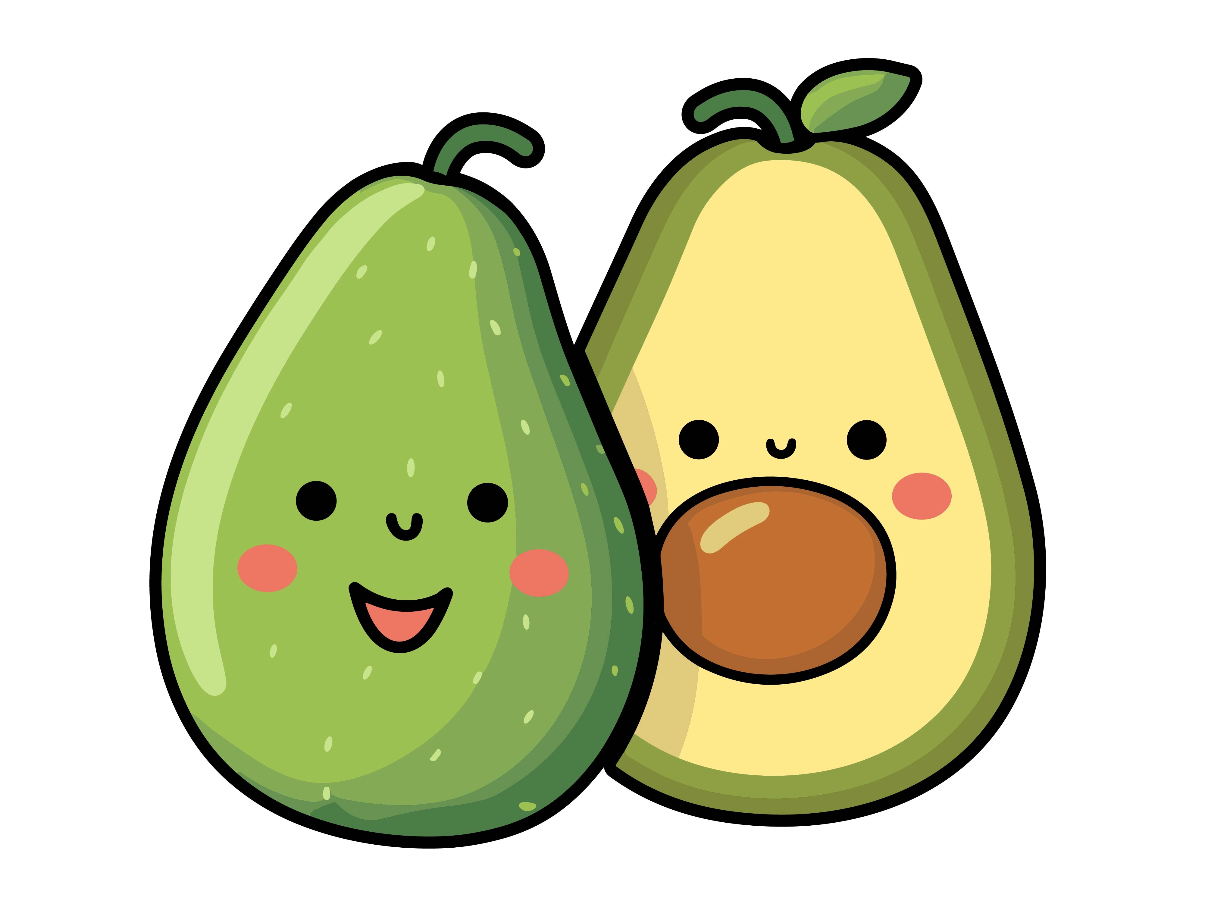 Cute Avocado Fruit Vector. Graphic by Trendy Creative · Creative Fabrica