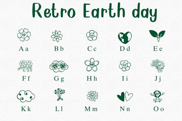 Retro Earth Day Font PNG with transparent background - Preview 1
