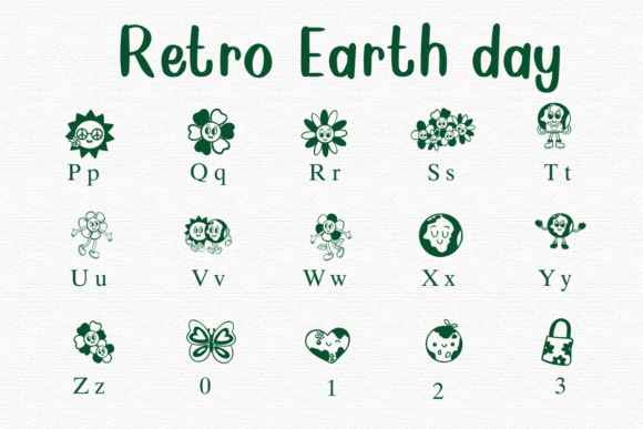 Retro Earth Day Font PNG with transparent background - Preview 2