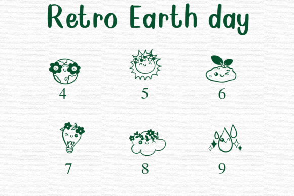 Retro Earth Day Font PNG with transparent background - Preview 3