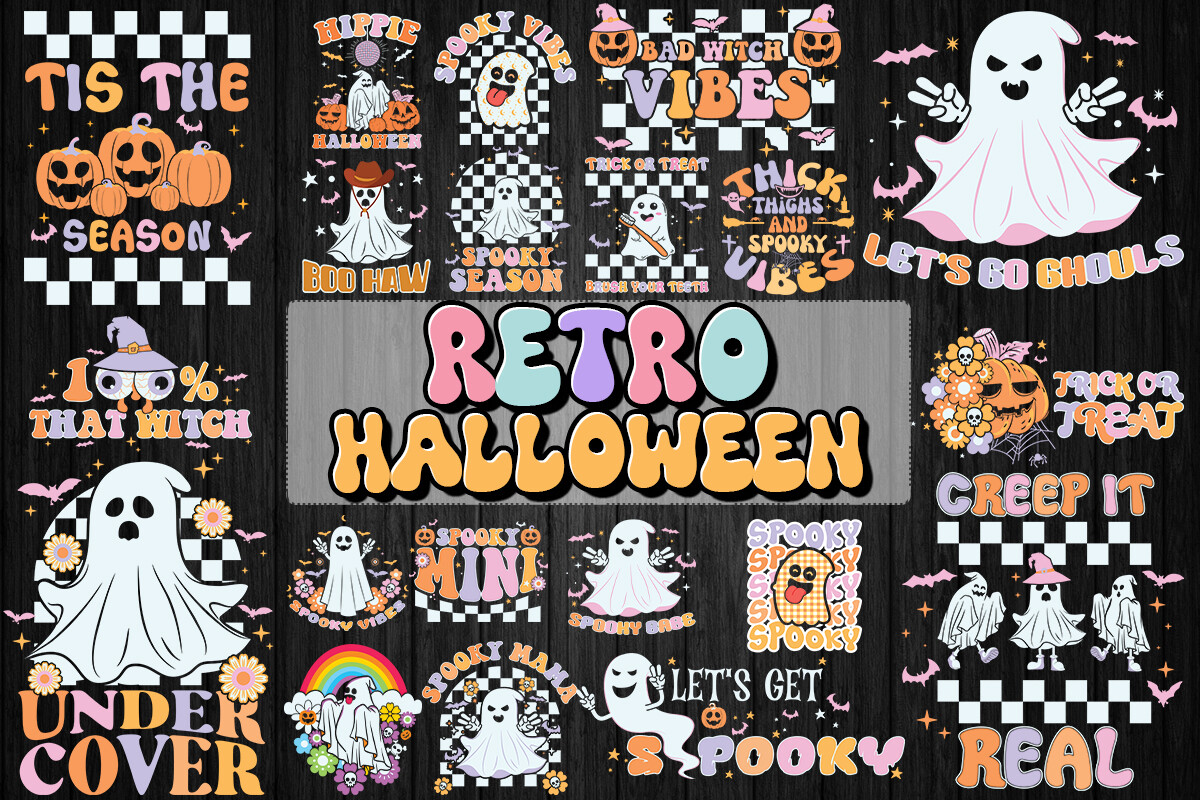 Retro Halloween Bundle SVG 20 Designs Graphic by Pecgine · Creative Fabrica