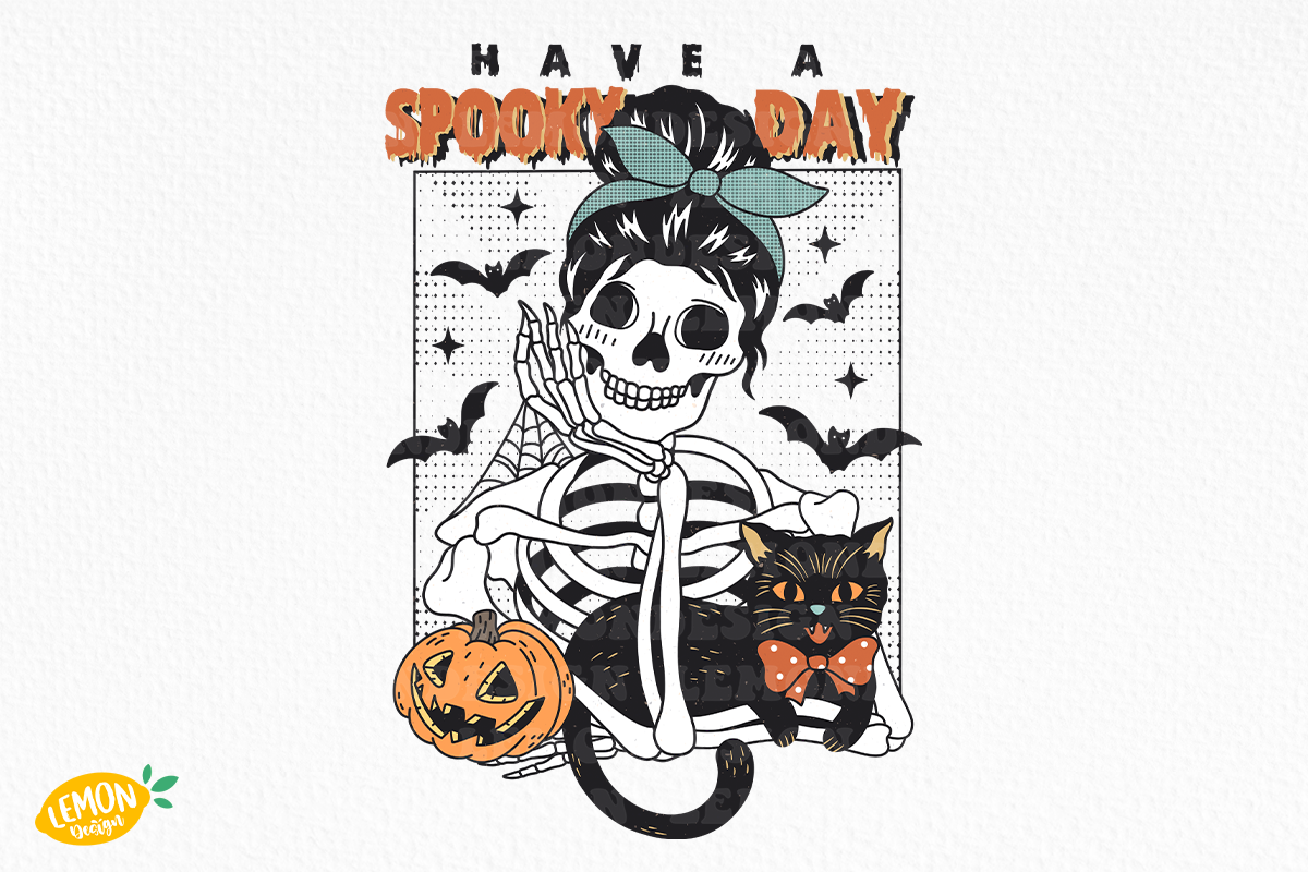 Retro Skeleton Halloween PNG Sublimation Graphic by Lemon.design ...