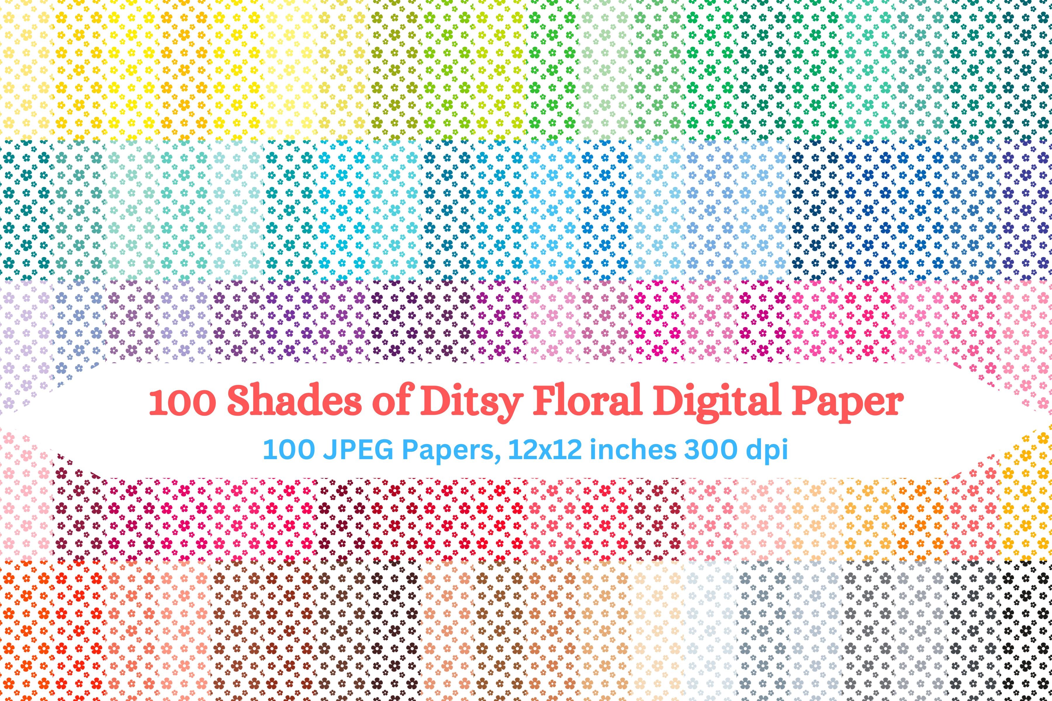 100 Shades of Ditsy Floral Digital Paper Graphic by archiegupta1908 ...