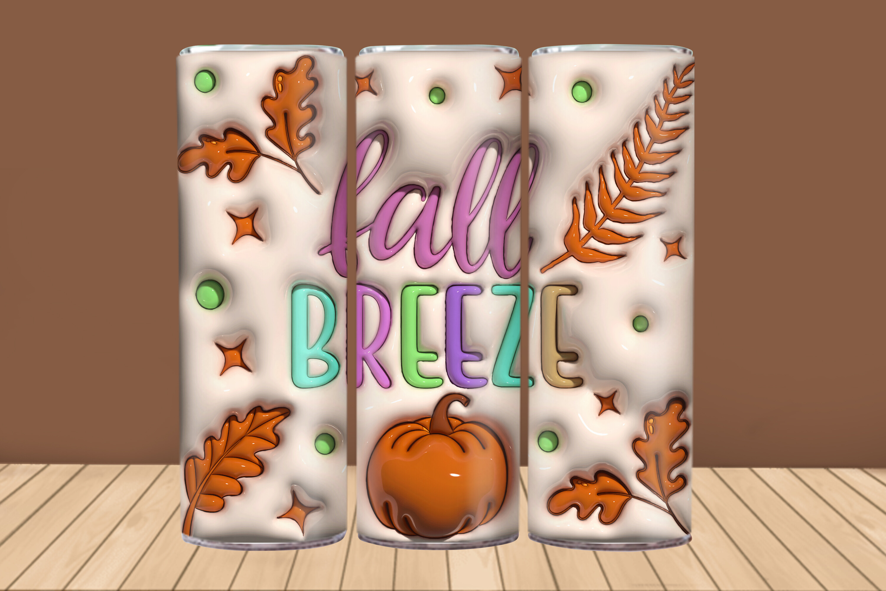 3D Inflated Fall Tumbler Wrap Graphic by Creative Booth · Creative Fabrica