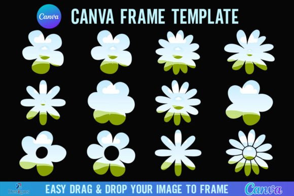 Daisy Flower Canva Frame Template Retro Graphic Canva By 2B Designs