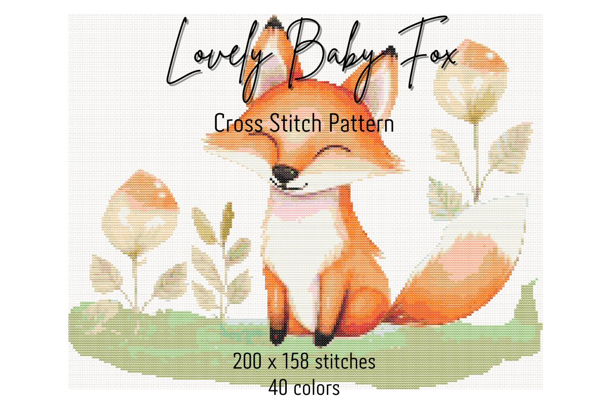 Lovely Baby Fox Cross Stitch Pattern
