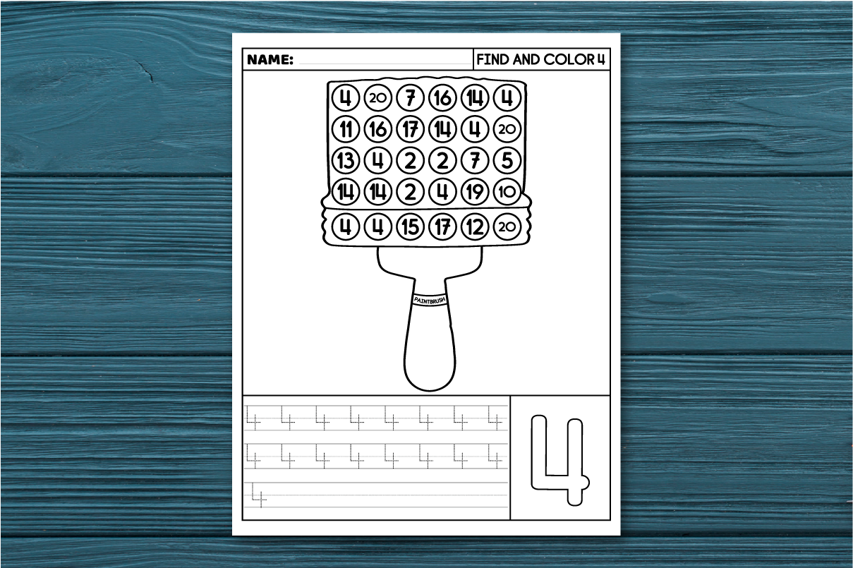 Number Recognition | Number Writing 4 Graphic by MOF92 · Creative Fabrica