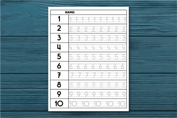 Number Tracing 4 | Number Recognition Graphic by MOF92 · Creative Fabrica