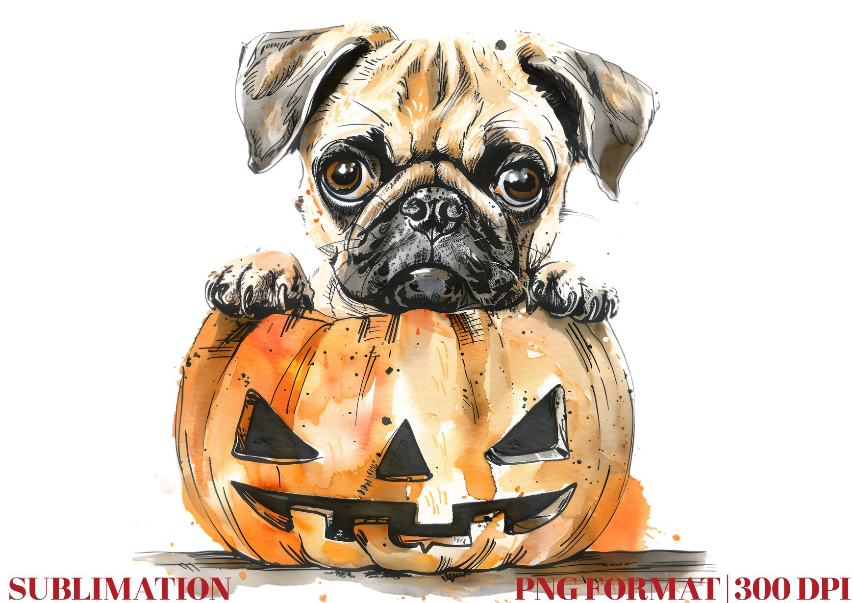 Spooky Puggle Dog with Pumpkin Graphic by Mirawillson · Creative Fabrica