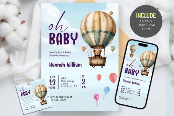 Teddy Bear Baby Shower Invitation Canva