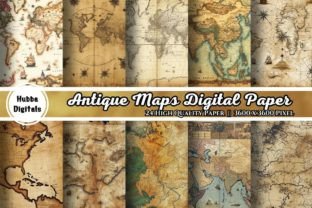 Antique Maps Digital Paper Graphic by HubbaDigitals · Creative Fabrica