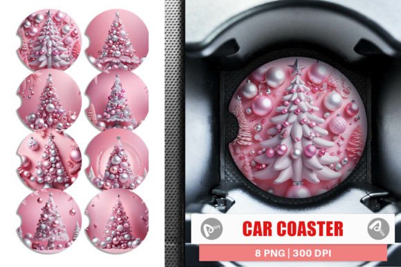 Car Coaster Pink Holiday Decor Graphic by Artnoy · Creative Fabrica