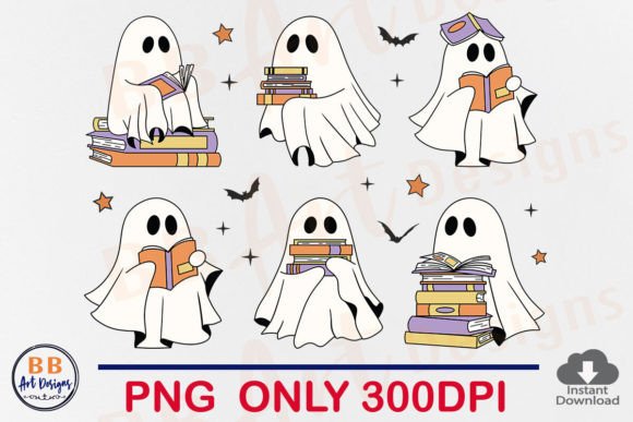 Cute Ghost Book Lover Halloween PNG Gift