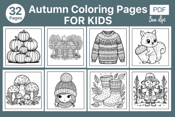 Autumn Fall Coloring Pages Book for Kids