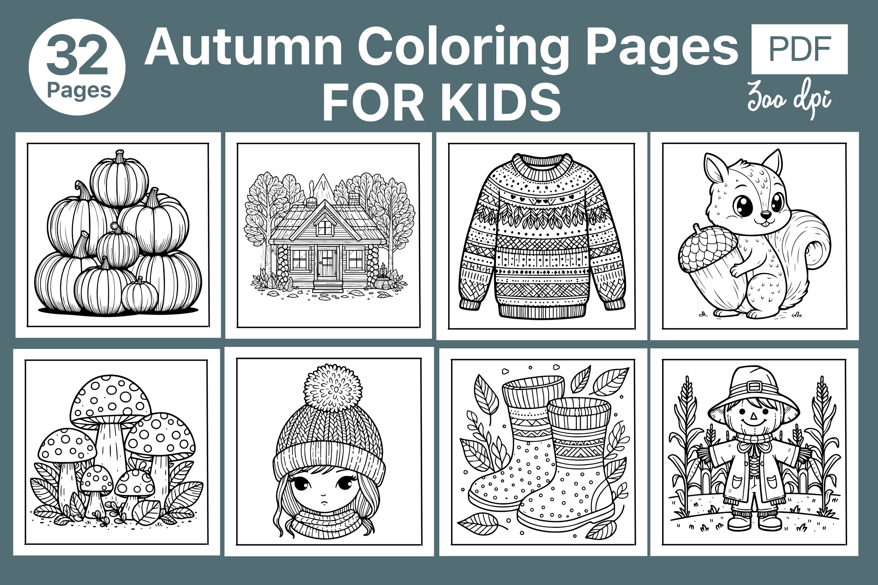 Autumn Fall Coloring Pages Book for Kids