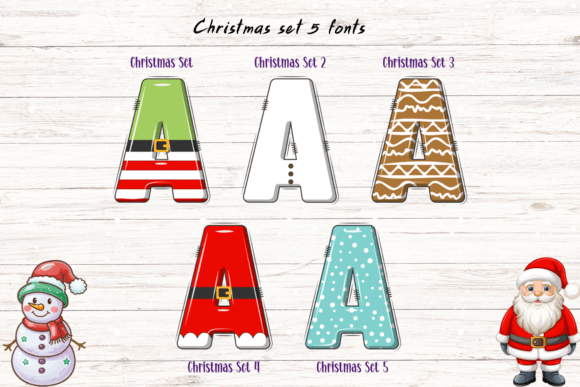 Christmas Set Font PNG with transparent background - Preview 1
