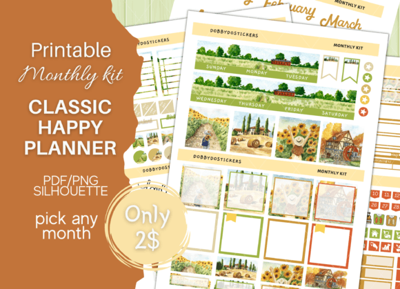 Fall Monthly Sticker Kit, Happy Planner