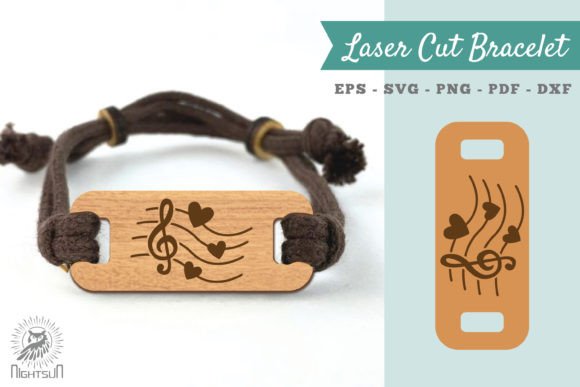 Love Music Laser Cut Bracelet SVG Corte a Laser Por NightSun