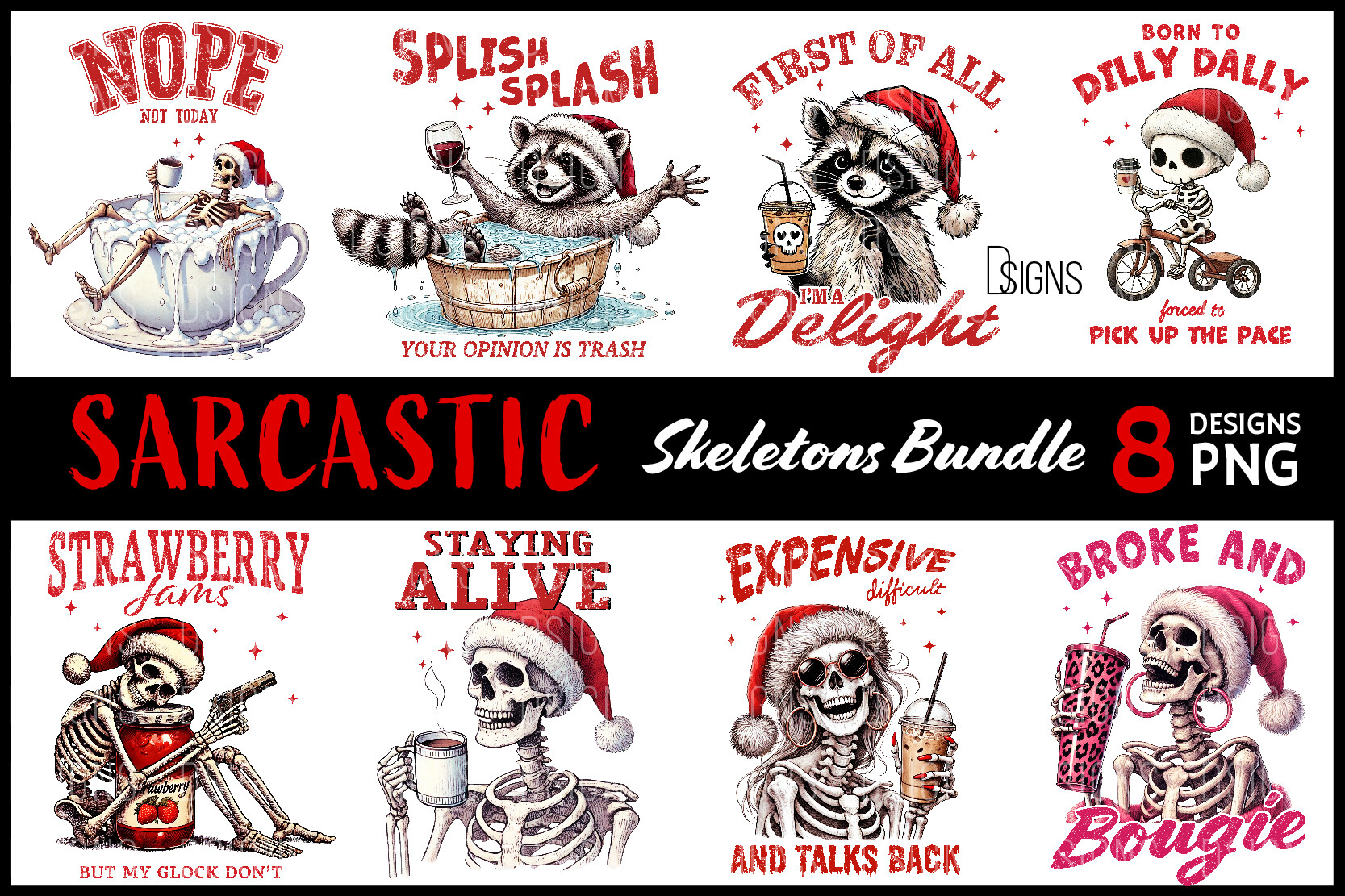 Sarcastic Skeleton Halloween Bundle Png Graphic by DSIGNS · Creative ...