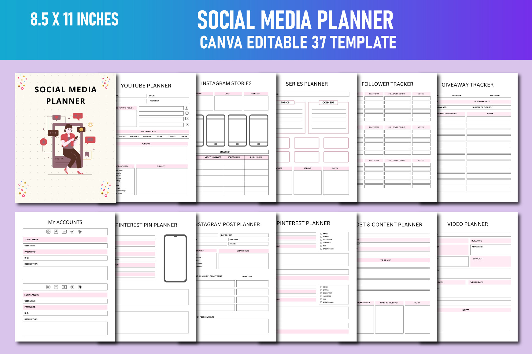 Social Media Planner Canva KDP