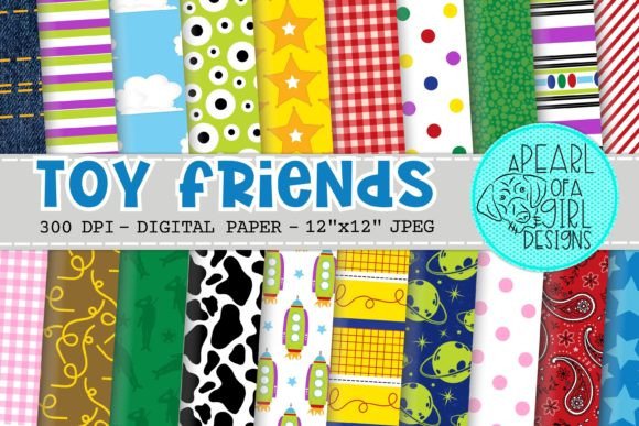 Toy Friends Digital Paper, Background Gráfico Fondos Por apearlofagirldesigns