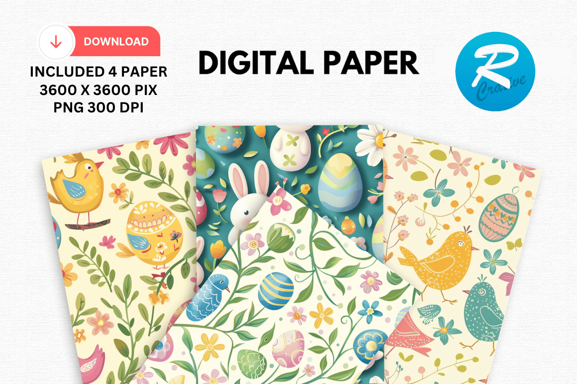 Whimsical Easter Seamless Digital Paper Graphic by Regulrcrative ...
