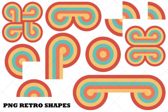 10 Png Colorful Retro Shape Elements