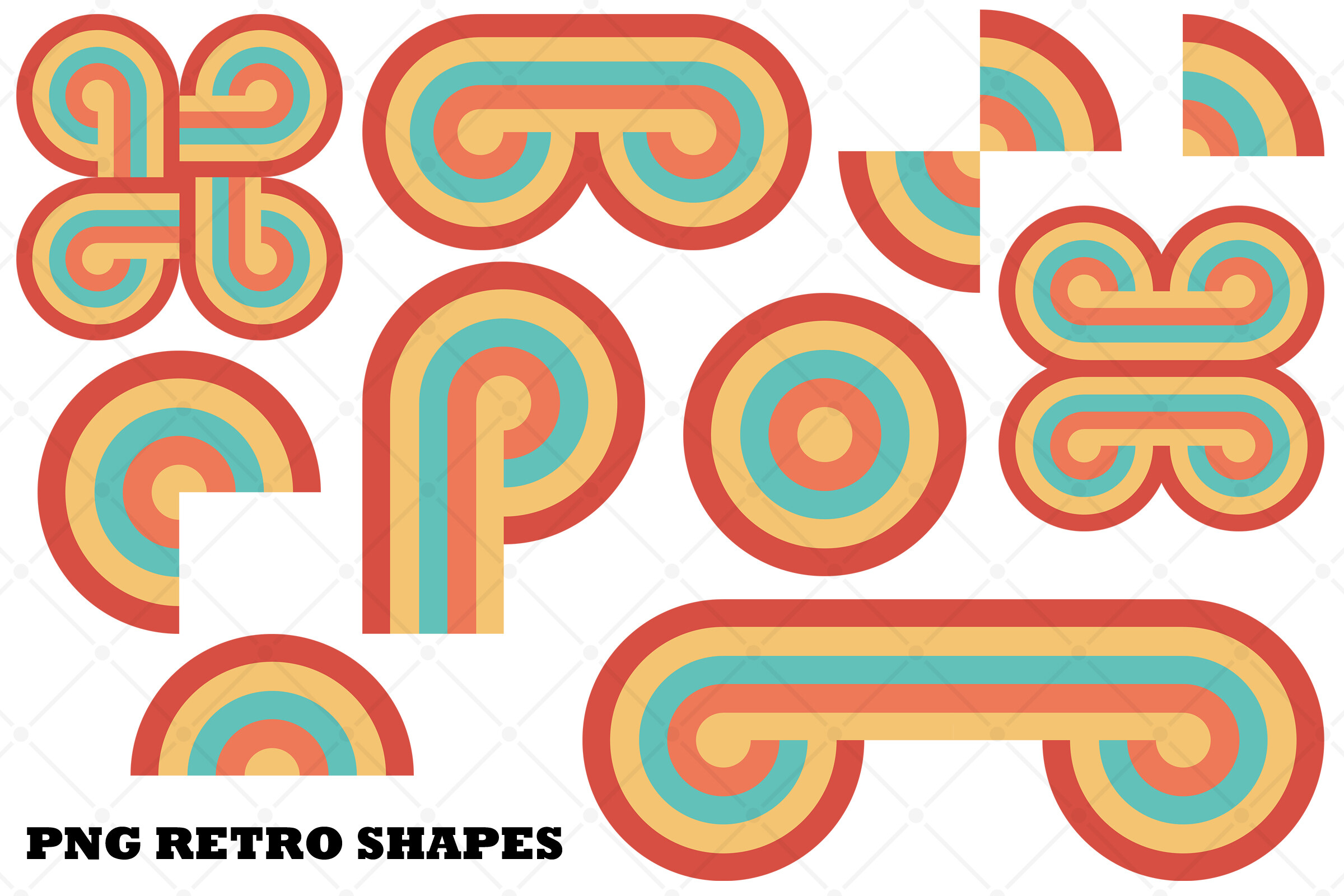 10 Png Colorful Retro Shape Elements