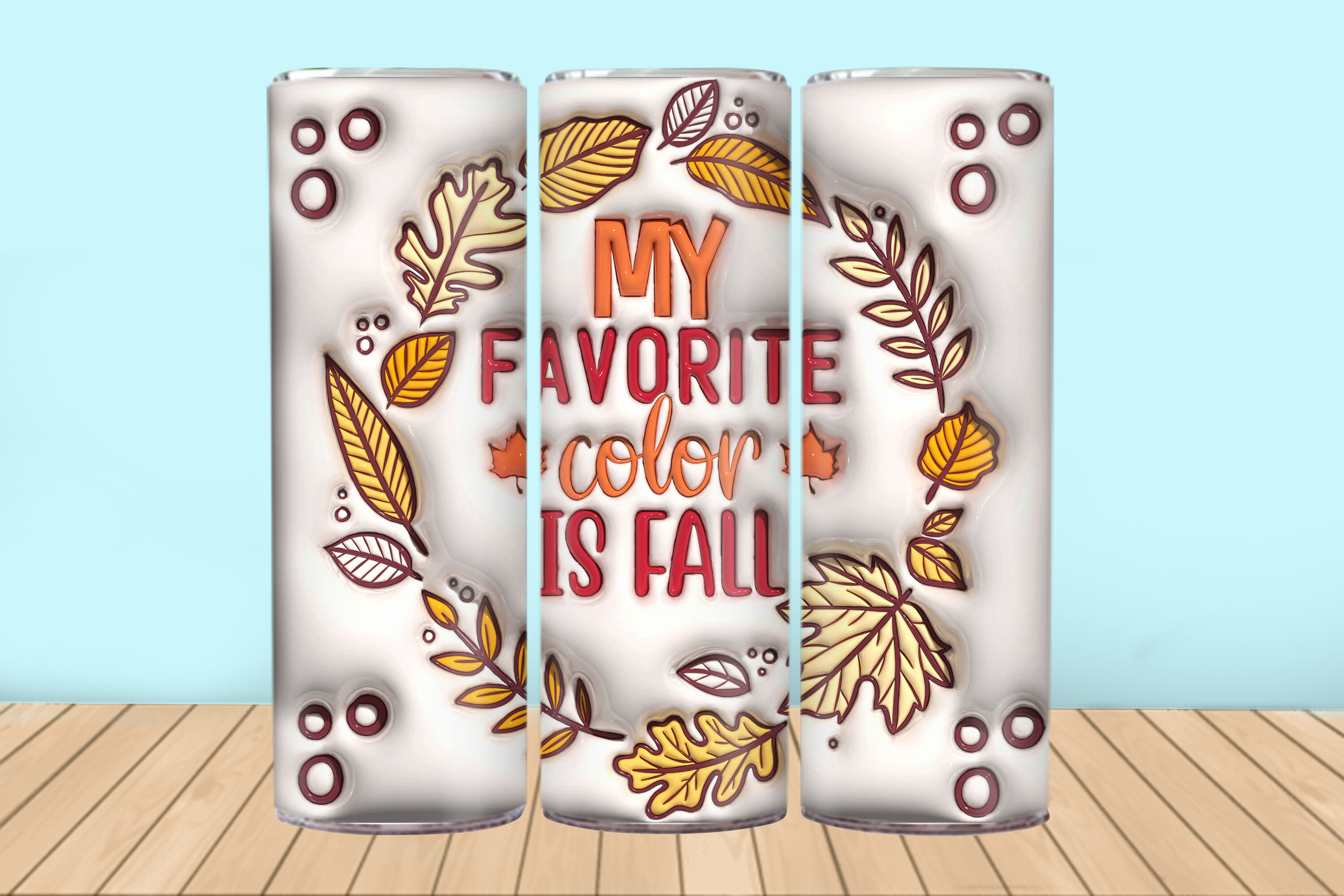 3D Inflated Fall Tumbler Wraps Graphic by Creative Booth · Creative Fabrica