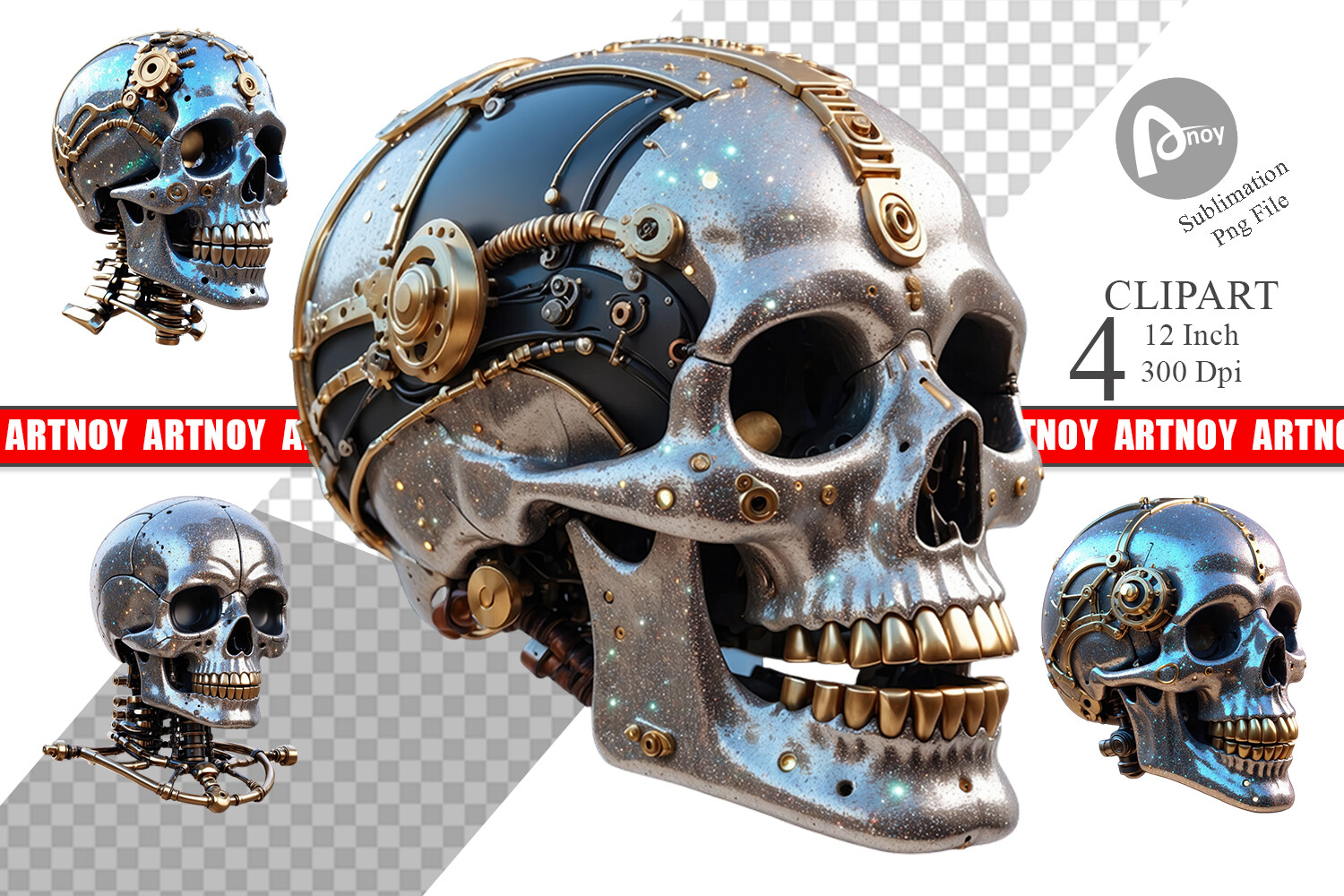 3D Steampunk Skull Clipart Graphic by Artnoy · Creative Fabrica