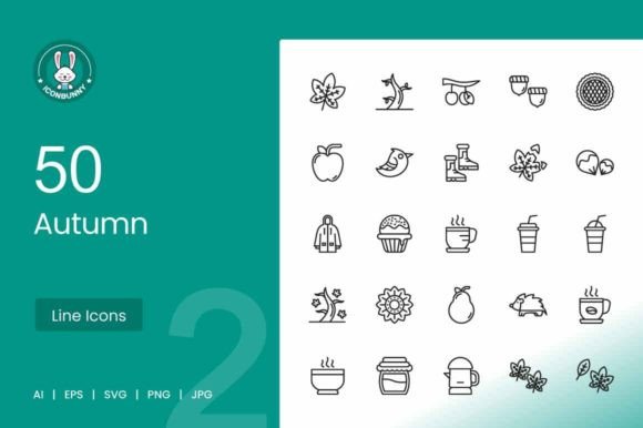 50 Autumn Line Icons