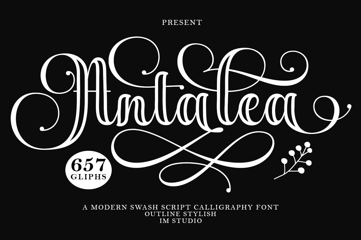 Antalea Outline preview - romantic hollow cursive script