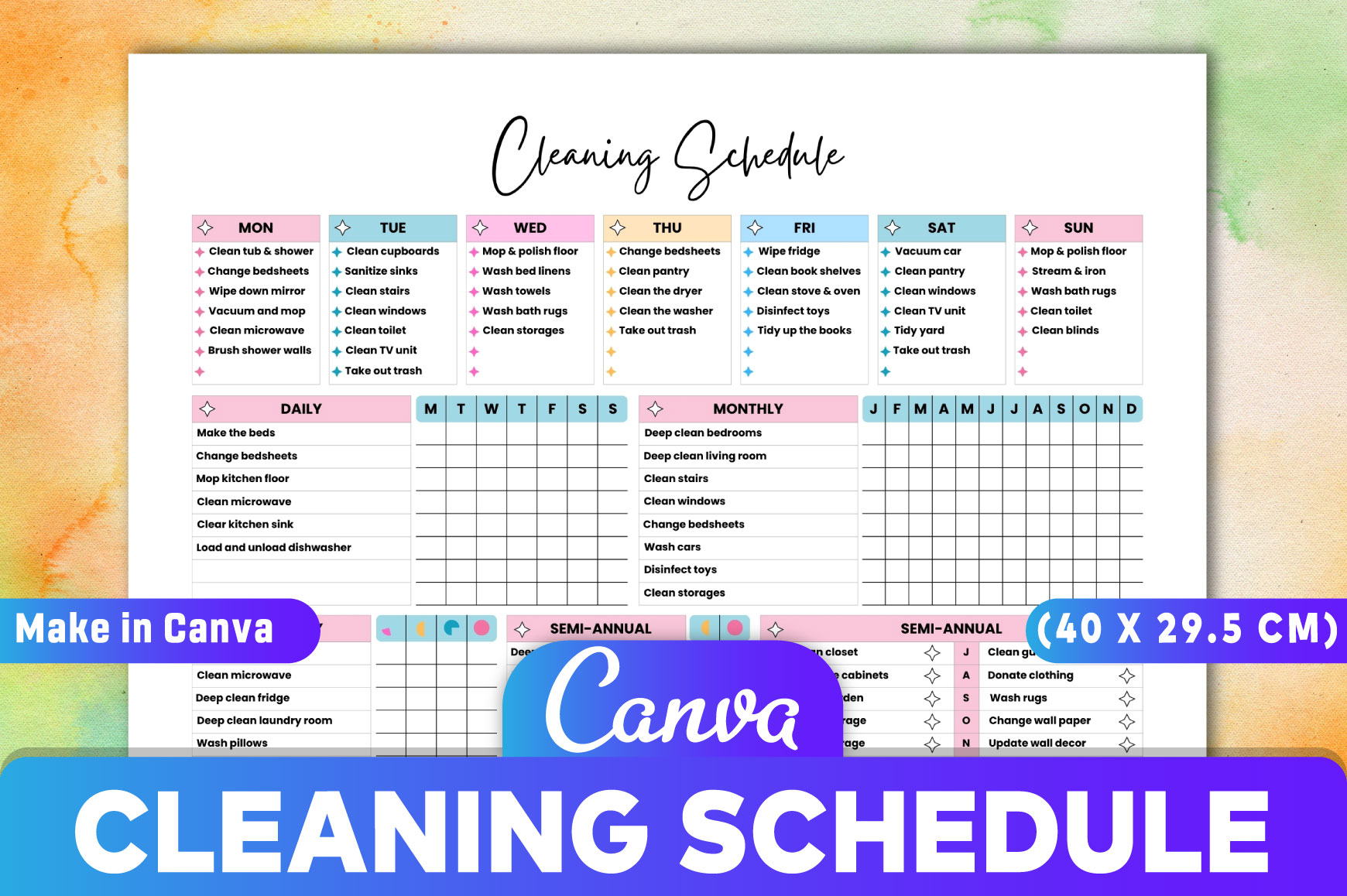 Cleaning Schedule Canva KDP Interiors
