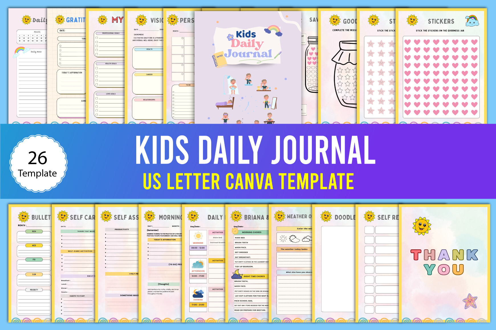 Editable Kids Daily Journal Canva