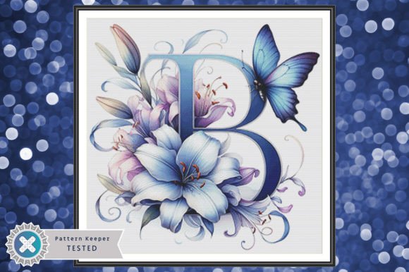 Floral Monogram 'B' Cross Stitch Pattern