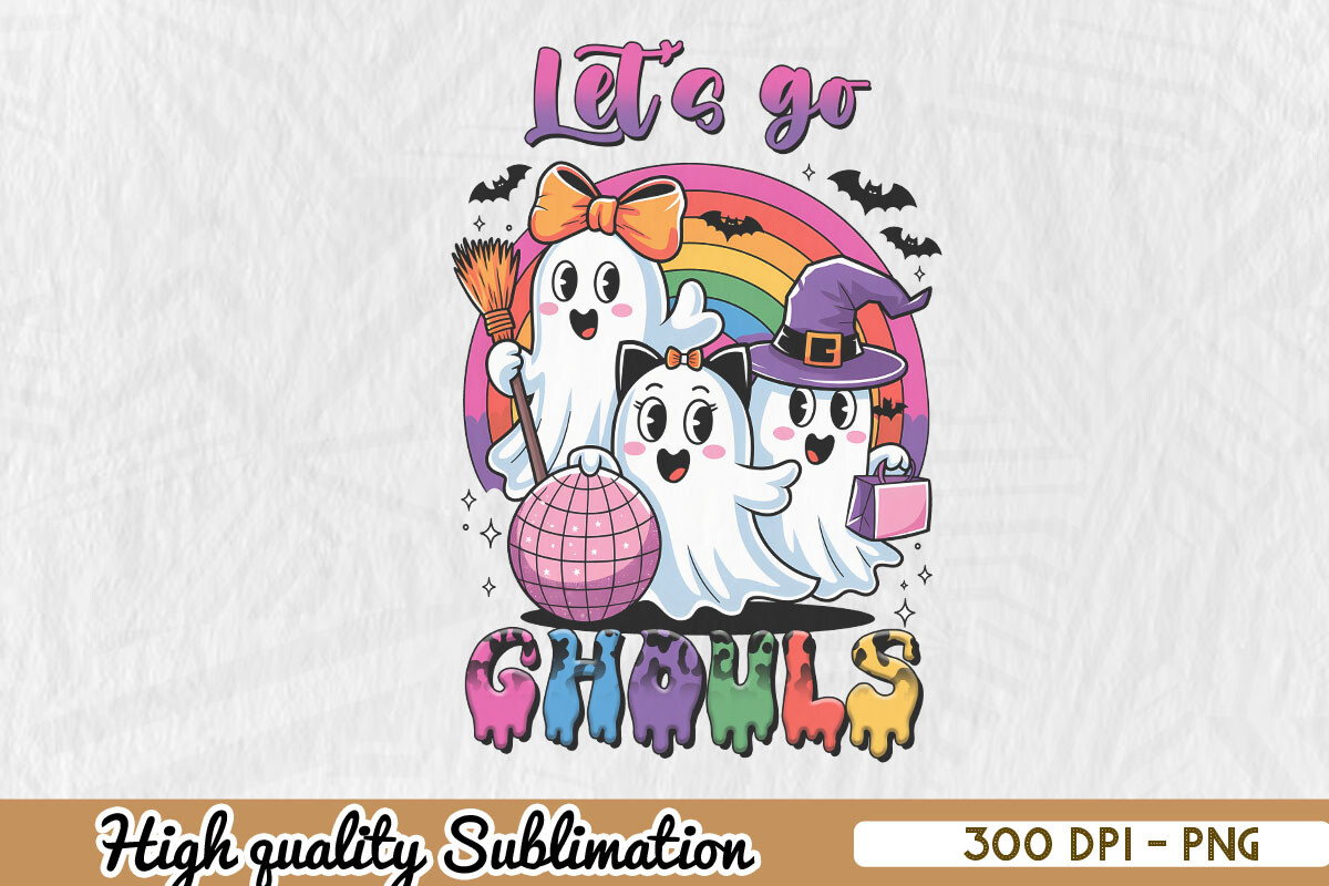 Lets Go Ghouls Halloween Ghosts PNG Graphic by Zanynoti · Creative Fabrica