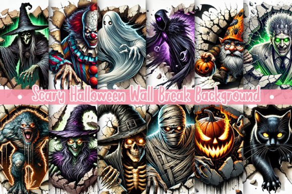 Scary Halloween Wall Break Background