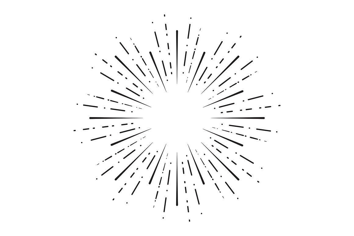 Sunburst Retro Dash Lines Vector