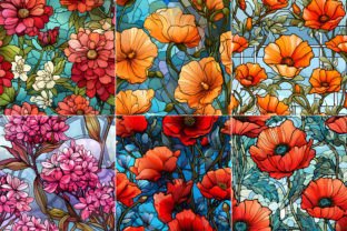Wildflowers Stained Glass Patterns Graphic by Orcshape Studio ...