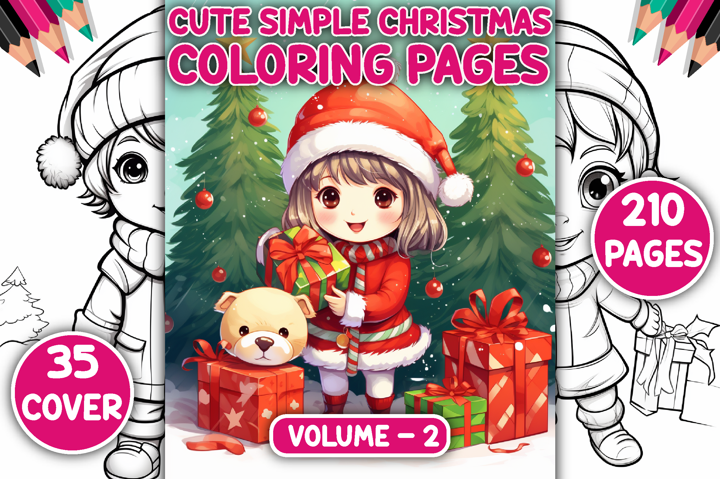 210 Cute Simple Christmas Coloring Pages Graphic by Musera Design ...
