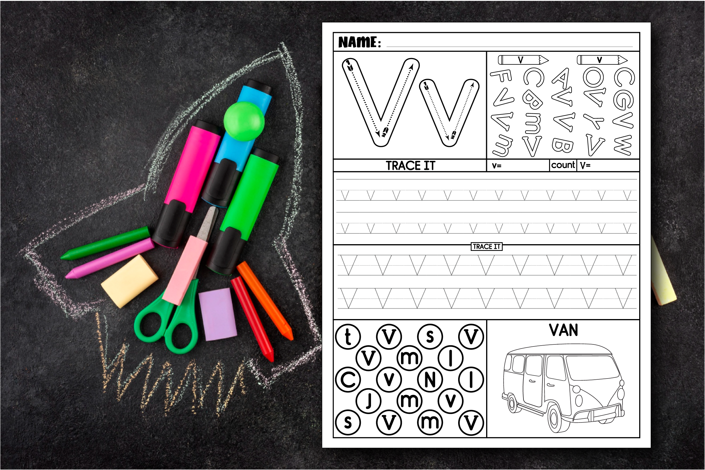 Alphabet Letter Handwriting Practice V Graphic by MOF92 · Creative Fabrica