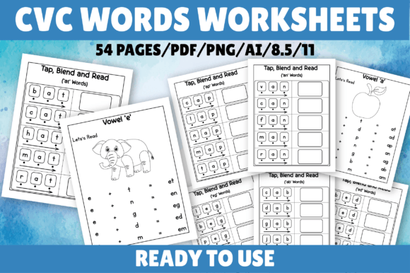 CVC Words Worksheets for Kindergarten