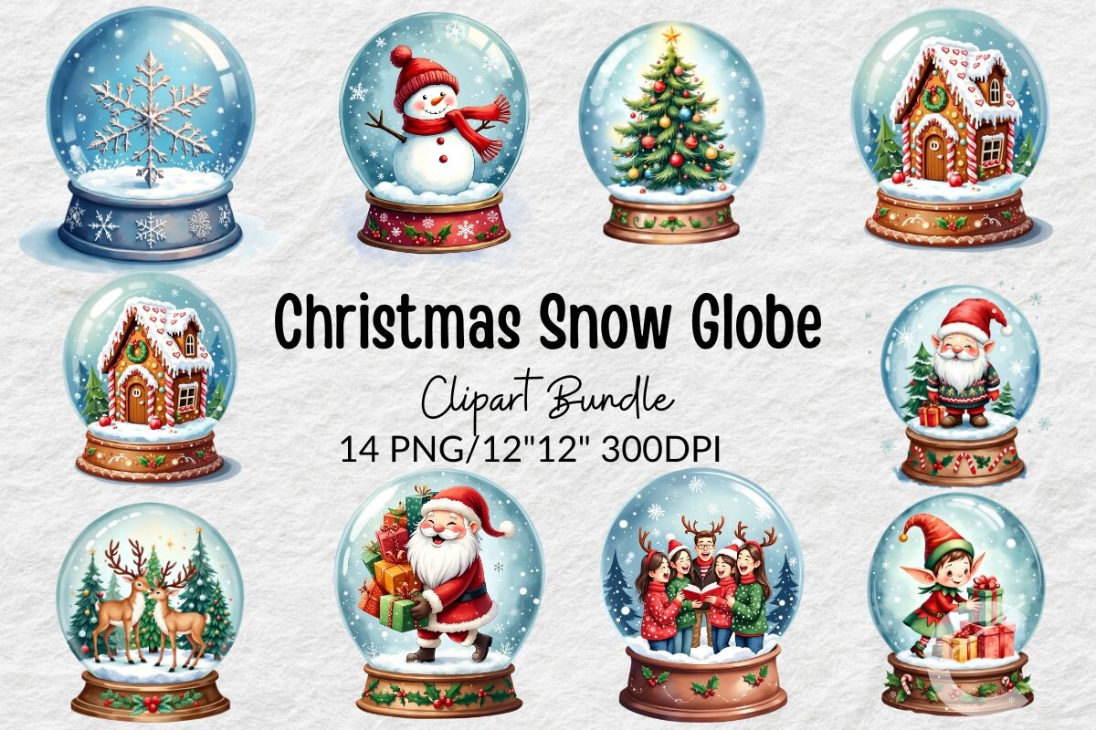 Christmas Snow Globe Clipart Graphic by Crimson Rain Digital · Creative ...