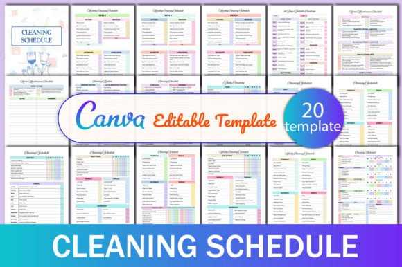 Cleaning Schedule Canva Graphic Planners & Schedules By KDPMart