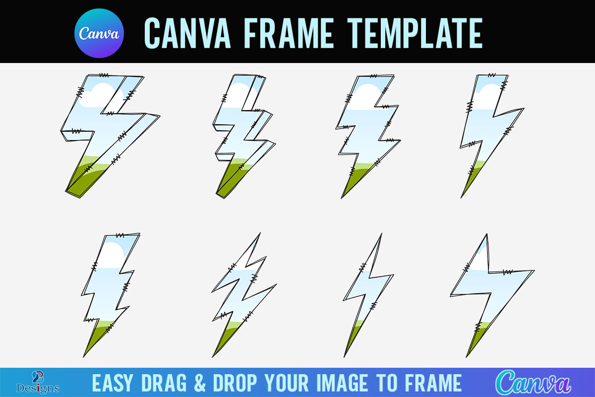 Doodle Lightning Bolt Canva Frame Flash