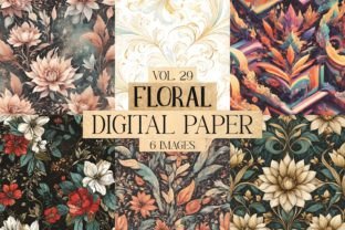 Floral Digital Paper Vol. 29 Graphic by VintageRetroCafe · Creative Fabrica